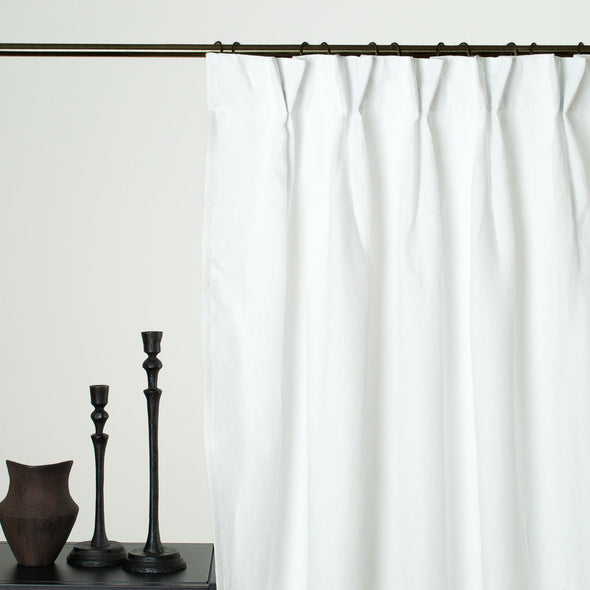 Pinch Pleat Linen Curtain Panel for Living Room with Cotton Lining - Dutch Pleat for Rings and Hooks