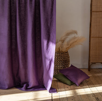 Purple Linen Curtain Panel