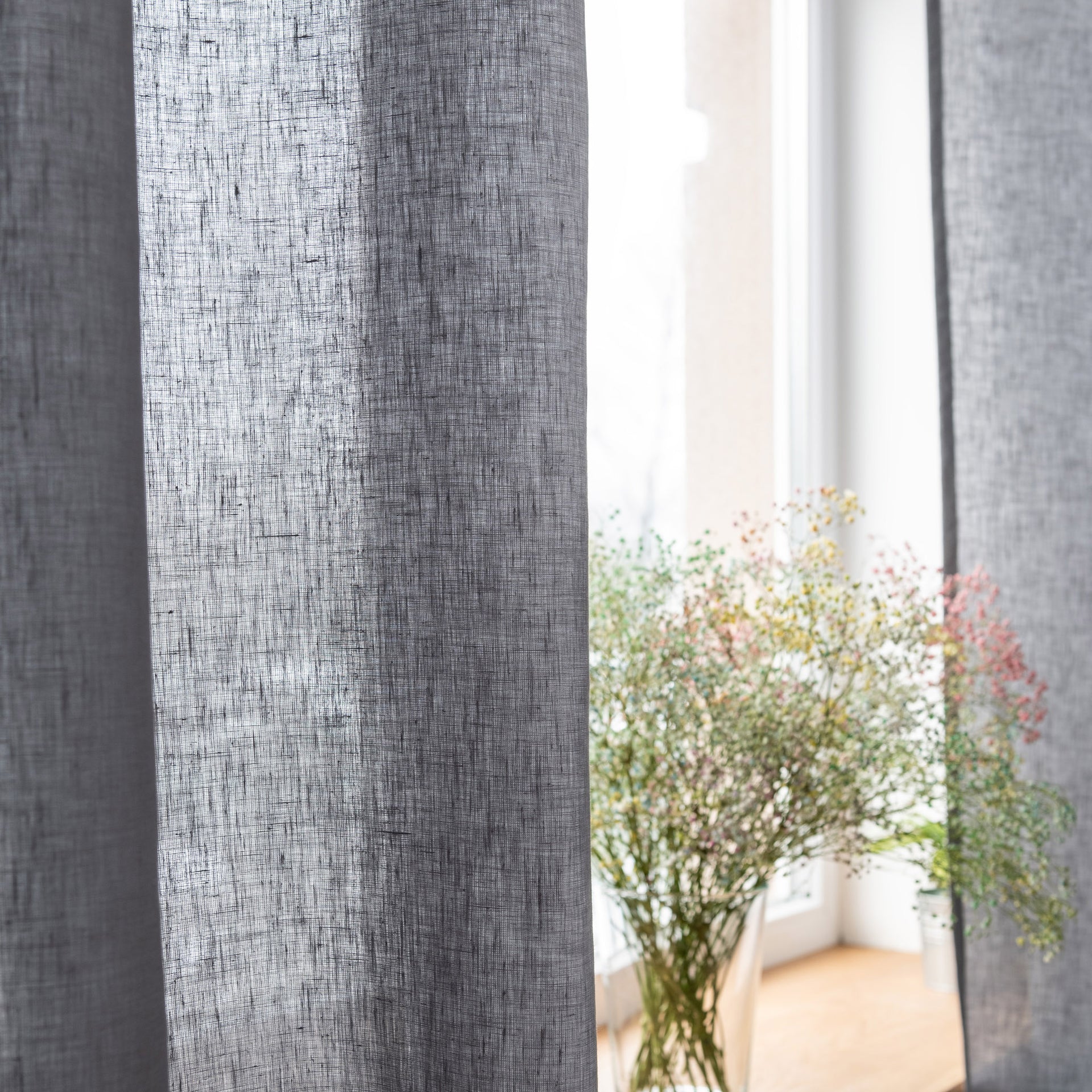 Eyelet Linen Curtain Panel