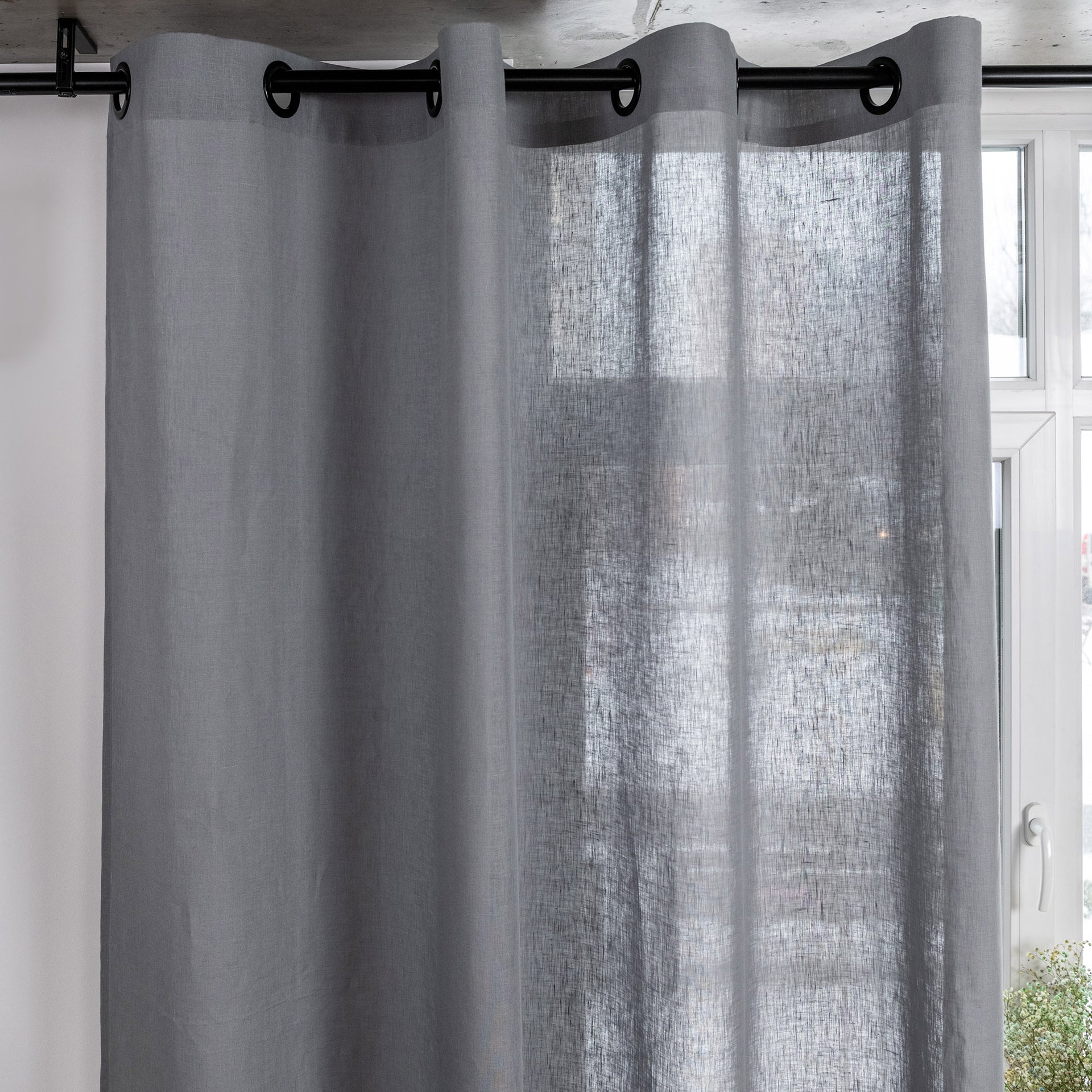 Eyelet Linen Curtain Panel