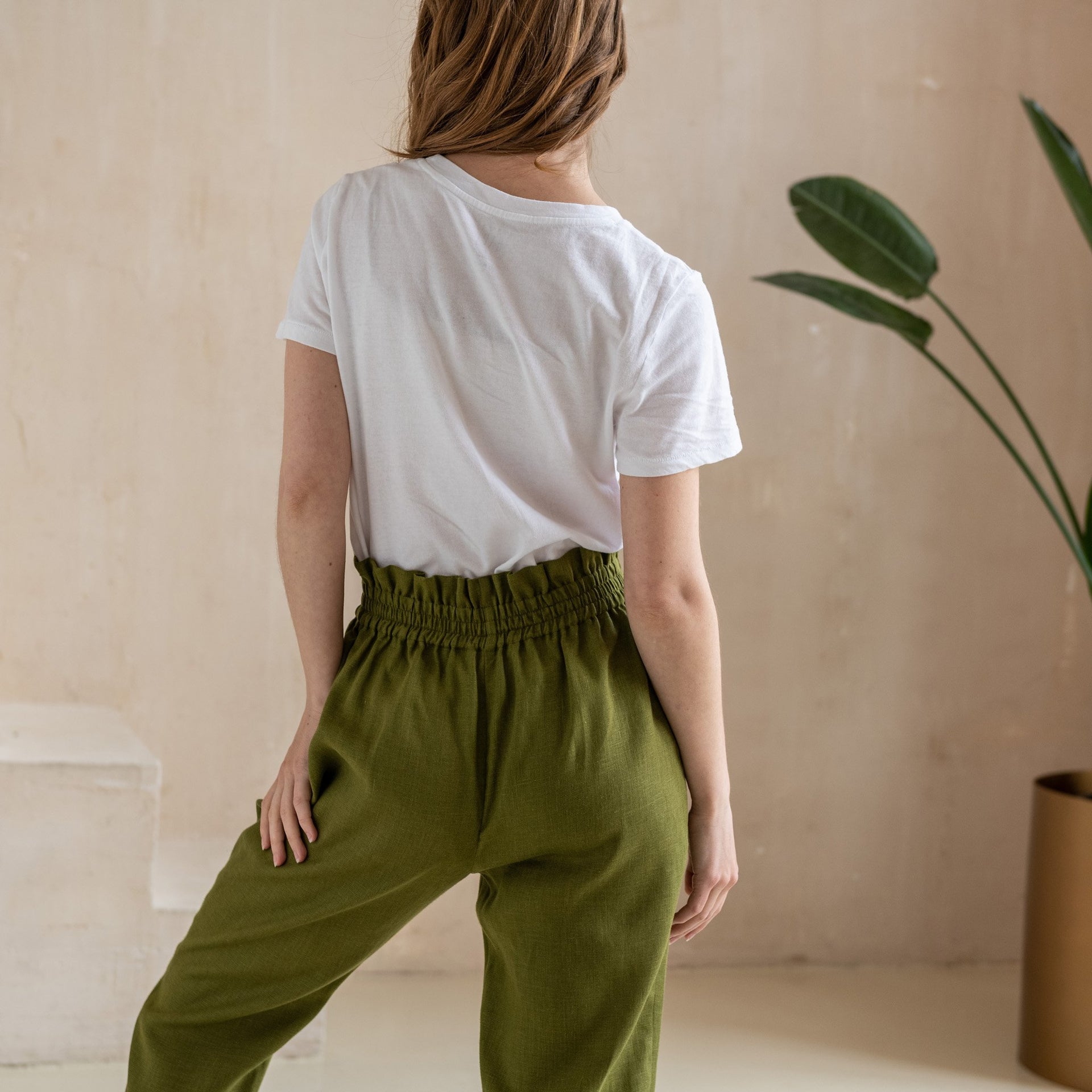 High-Waisted Linen Pants
