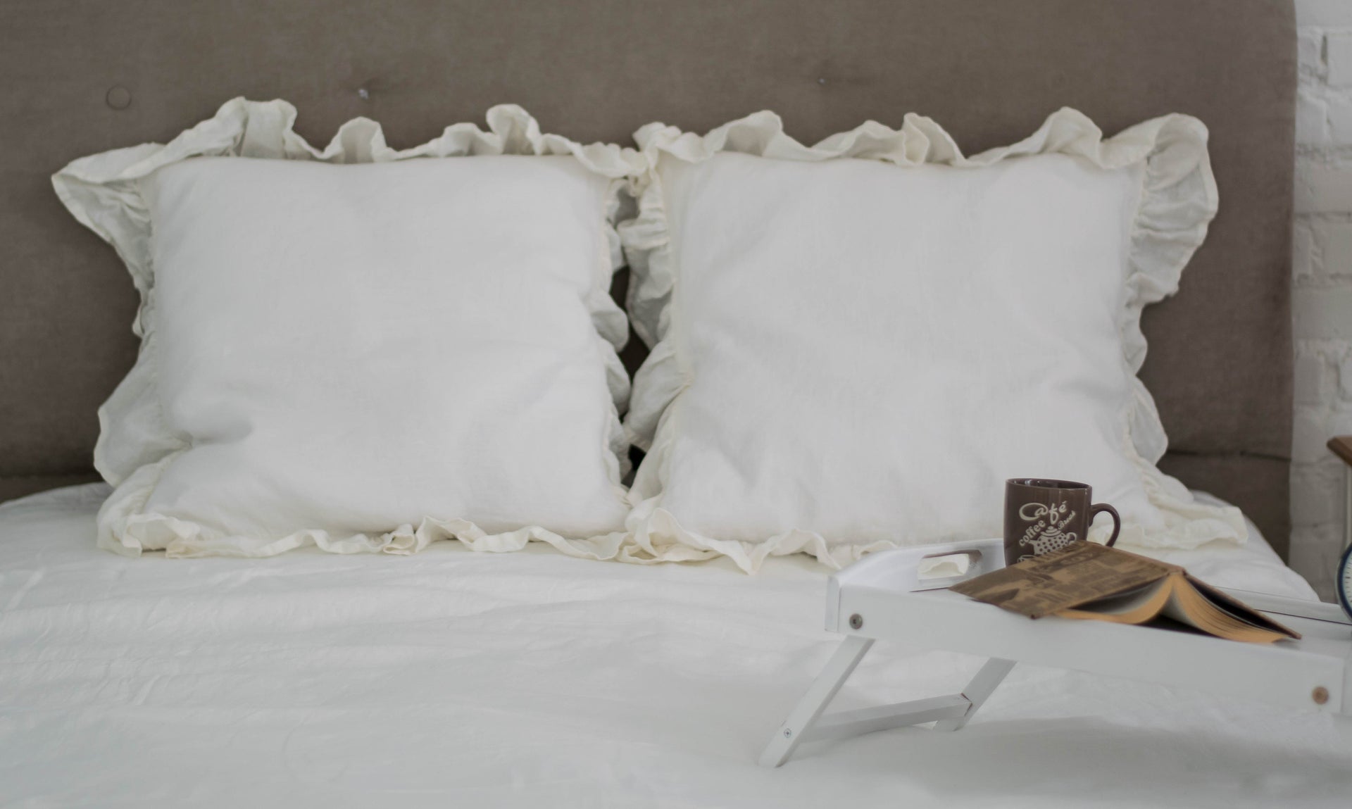 Shabby Chic Linen Ruffled Pillow Sham
