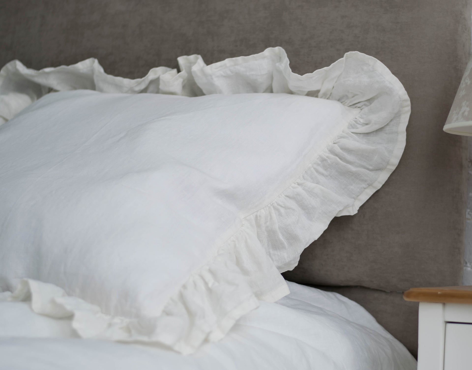 Shabby Chic Linen Ruffled Pillow Sham