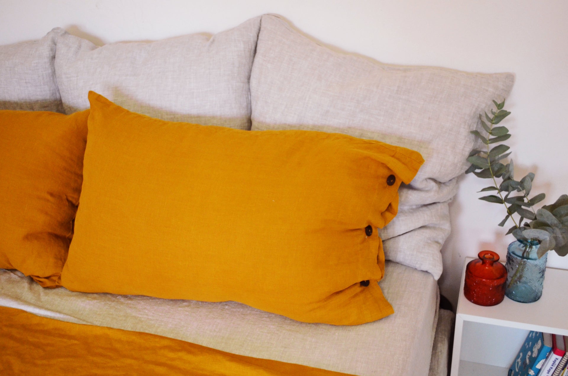 Pillow Case with Coconut Buttons