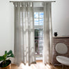 Linen Curtain Panel with Hanging Loops - 124, 138 or 250 cm Width, Custom Drop - Natural Linen Oatmeal/White/Grey Colours