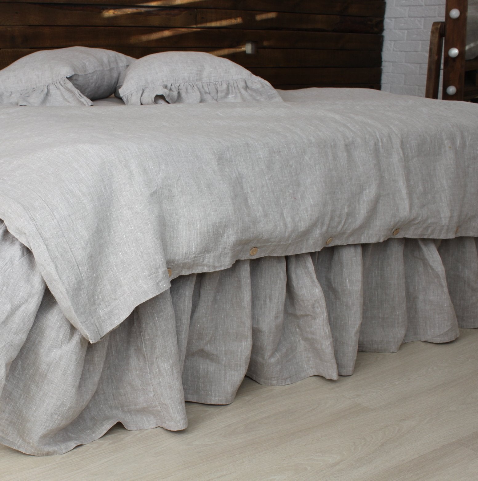 Linen Ruffled Bed Valance