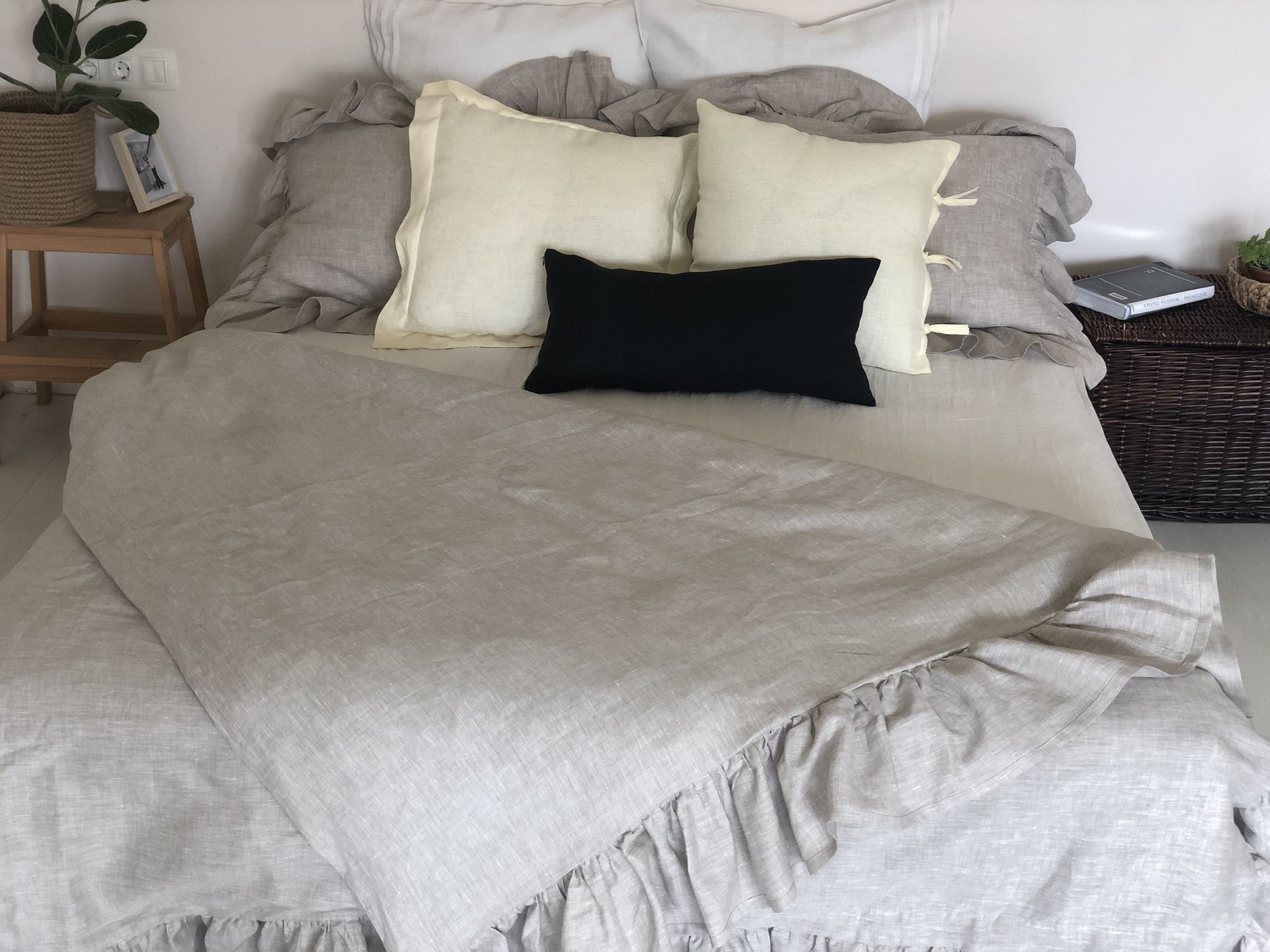 Linen Pillowcase Flanged Pillow