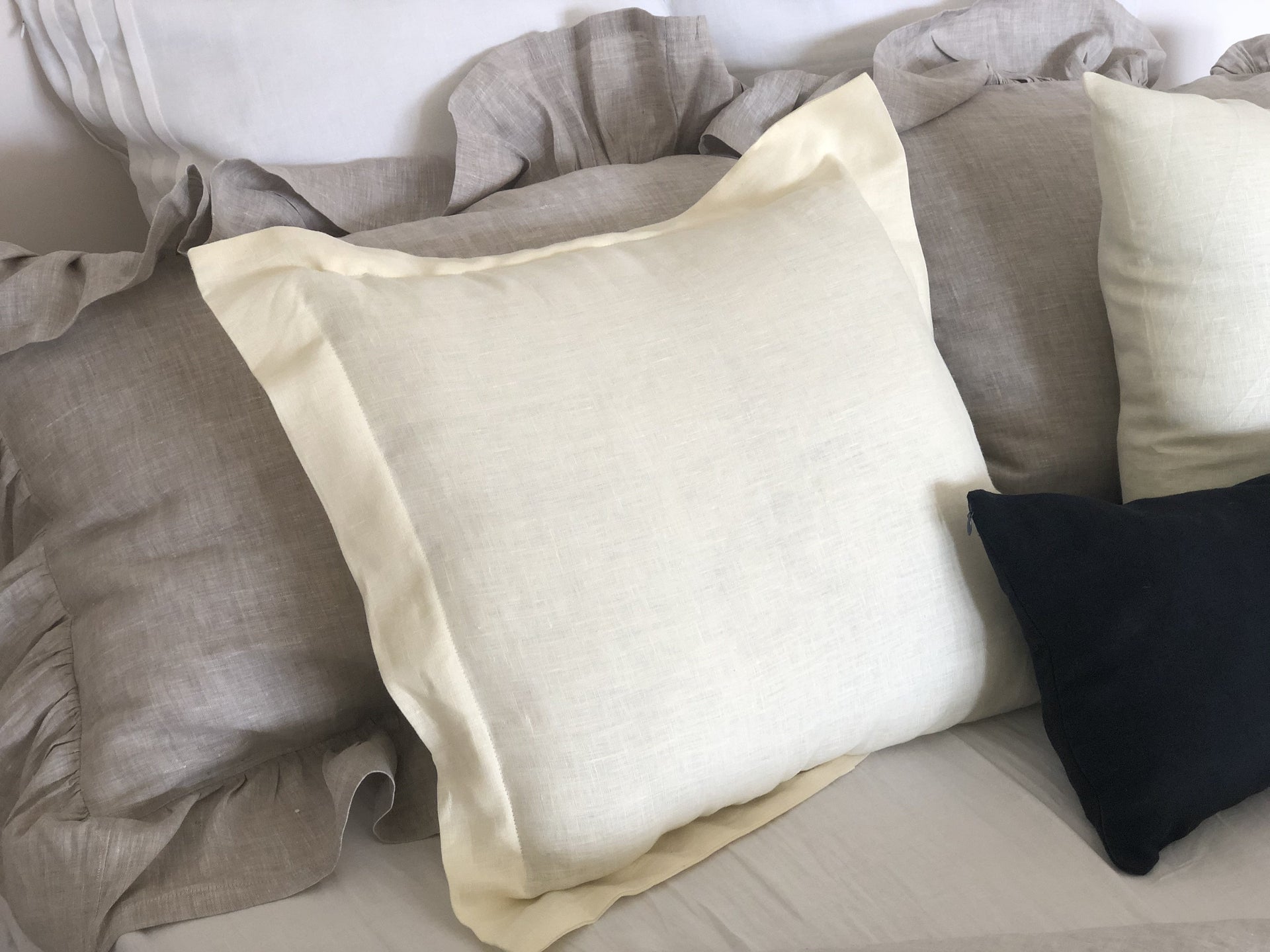 Linen Pillowcase Flanged Pillow