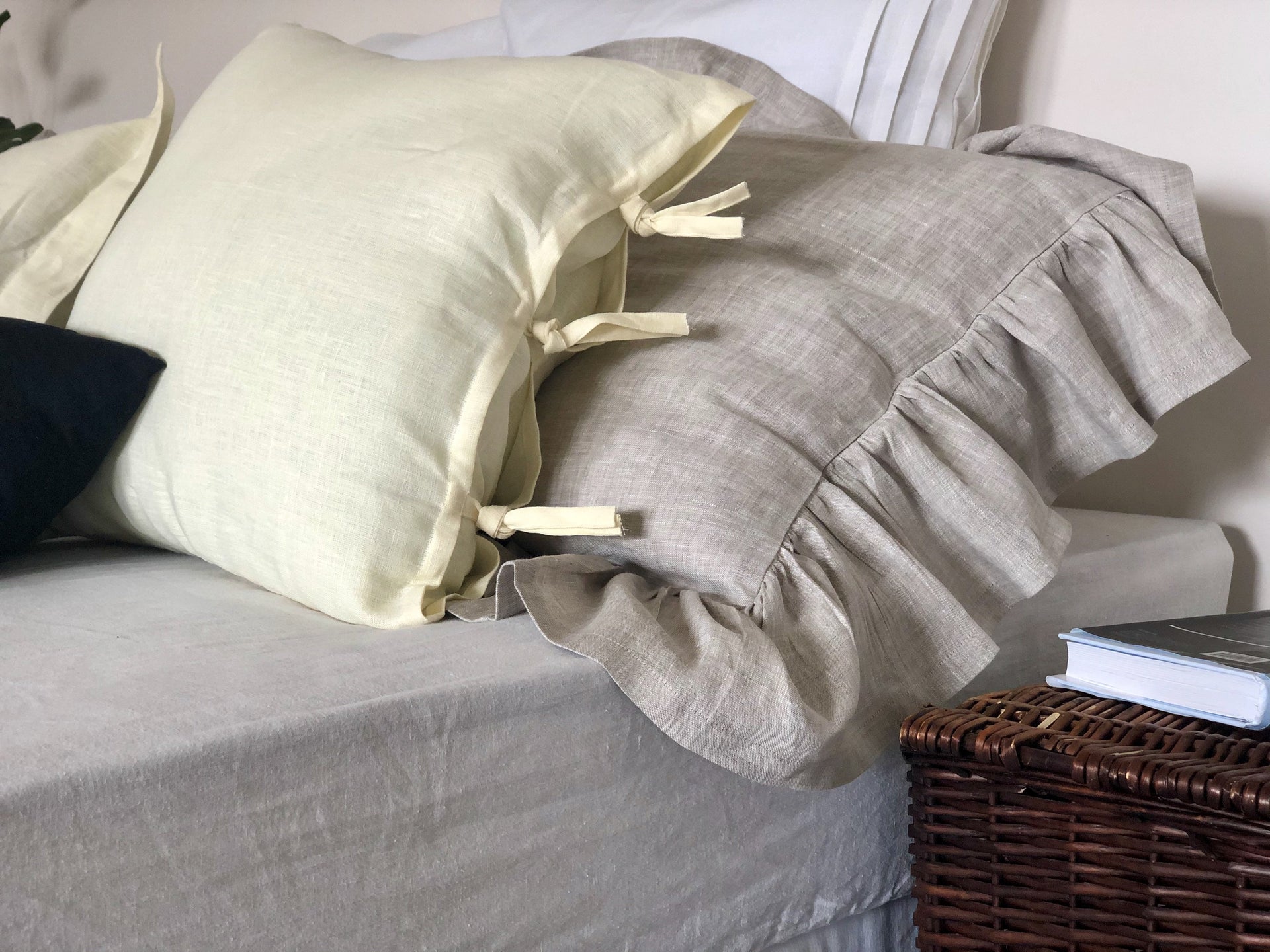 Linen Pillow Sham with Ties