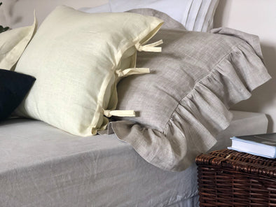 Linen Pillow Sham with Ties 