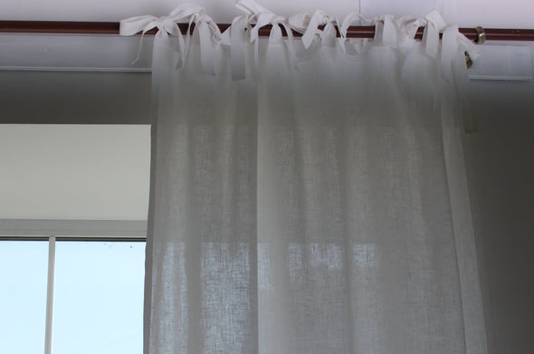 Linen Frame Border Drape with Cotton Lining - Back Tabs or Top Ties - Contrast Borders Curtain