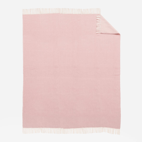 Tweed Powder Pink Throw Blanket - Soft to the Touch - 100% Pure Wool