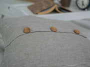 Linen Pillow Sham with Wooden Buttons