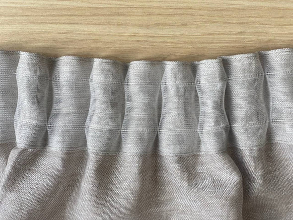 Ruffled Linen Curtain Panel - Natural Flax Linen with Cotton Lining - Solid Room Darkening  Panel - Pole Pocket or Heading for Ceiling Track