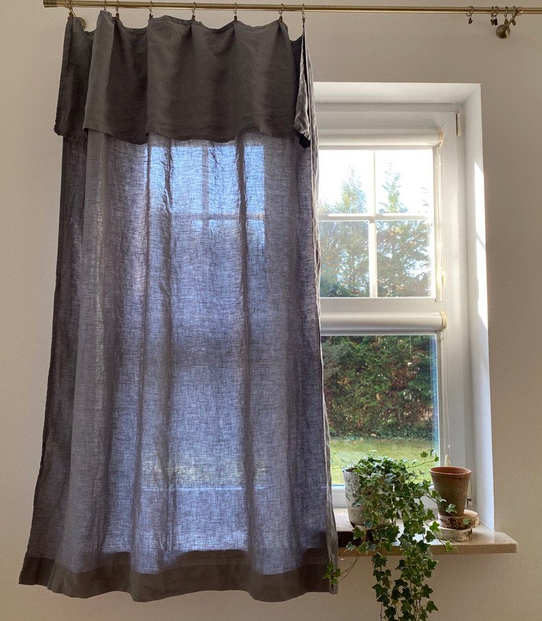 Linen Curtain for Rings and Clips  - 124, 138 or 250 cm Width, Custom Length - Drop Cloth Linen Curtains