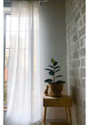 On Sale A Pair of Linen Sheer Curtains in Off-white Color - with Nickel Coloured Metallic Grommets-  215X234 cm