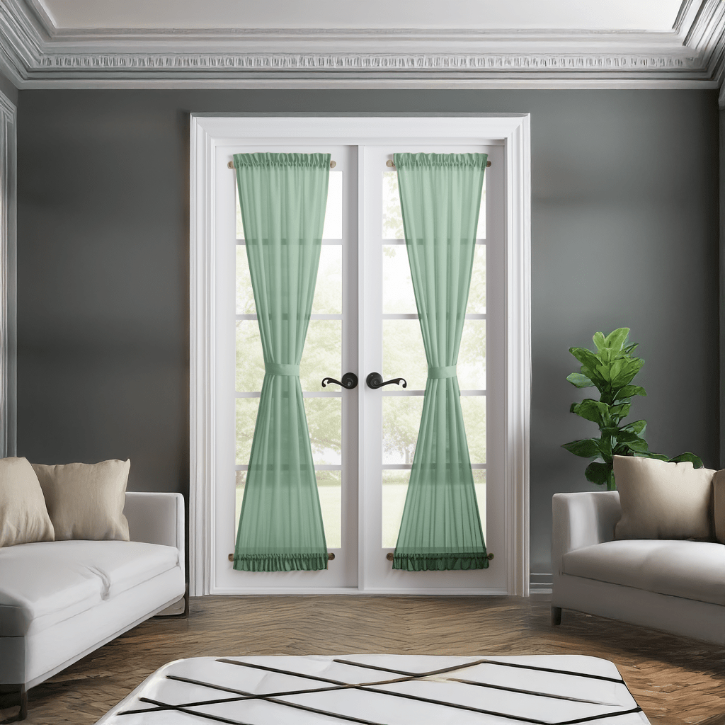 Asparagus Green Linen French Door Curtain