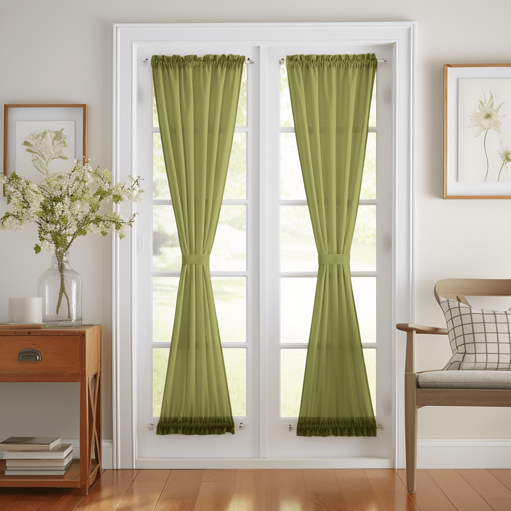 Moss Green Linen French Door Curtain