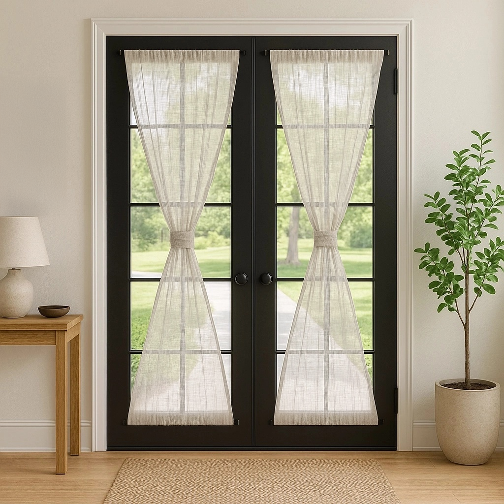 Natural Sheer Linen French Door Curtain