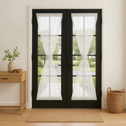 Off-White Sheer Linen French Door Curtain