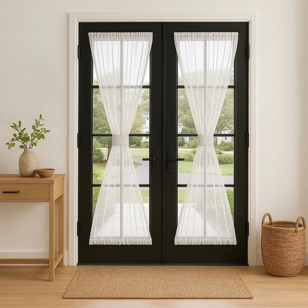 Off-White Sheer Linen French Door Curtain