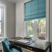 Aquamarine Linen Roman Blinds - Blackout Lining