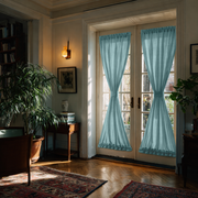 Aquamarine Blue Linen French Door Curtains