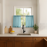 Aquamarine Linen Kitchen Cafe Curtains