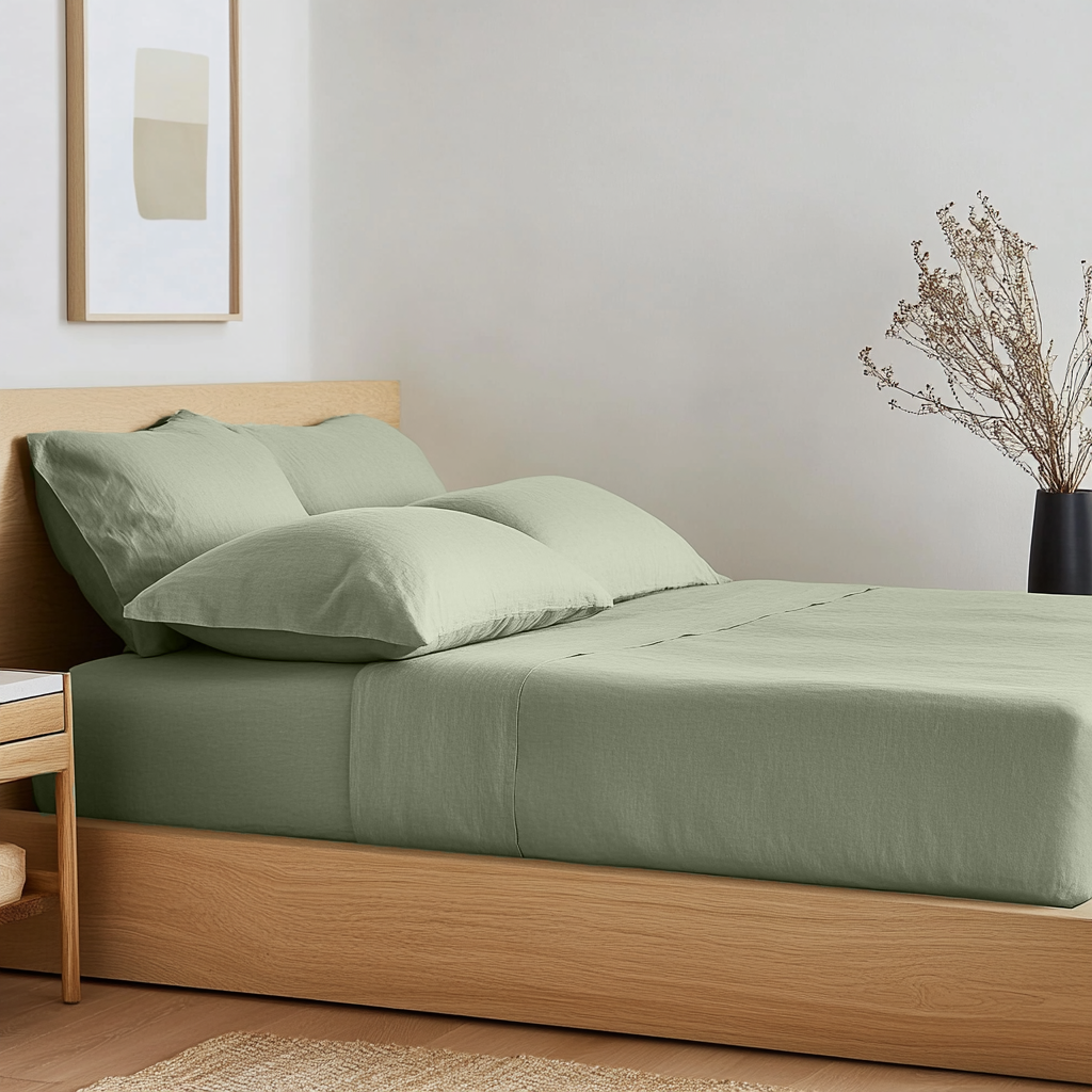 Asparagus Green Linen Extra Deep Fitted Sheet