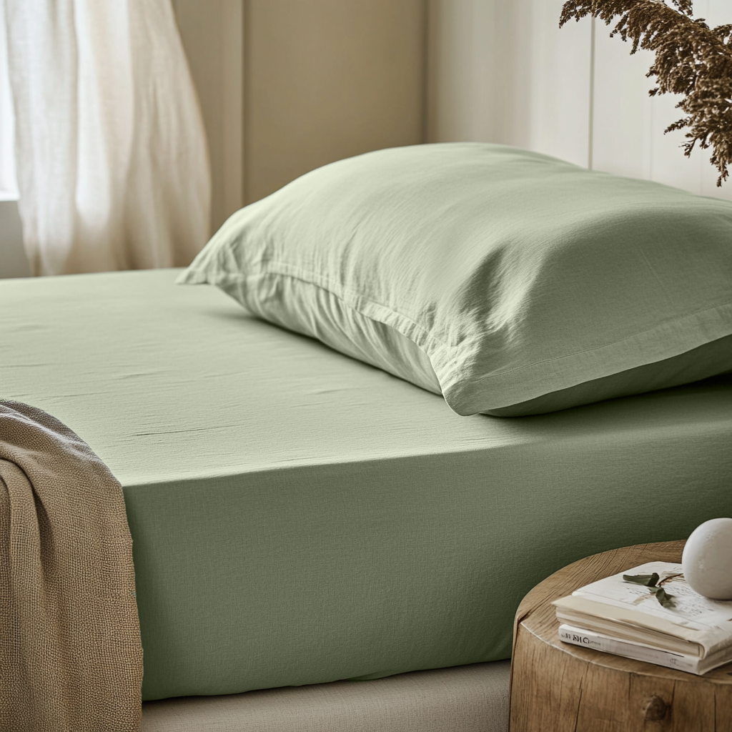 Asparagus Green Linen Extra Deep Fitted Sheet