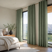 Asparagus Green Linen Eyelet Curtain - Blackout Lining