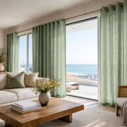 Asparagus Green Linen Eyelet Curtain