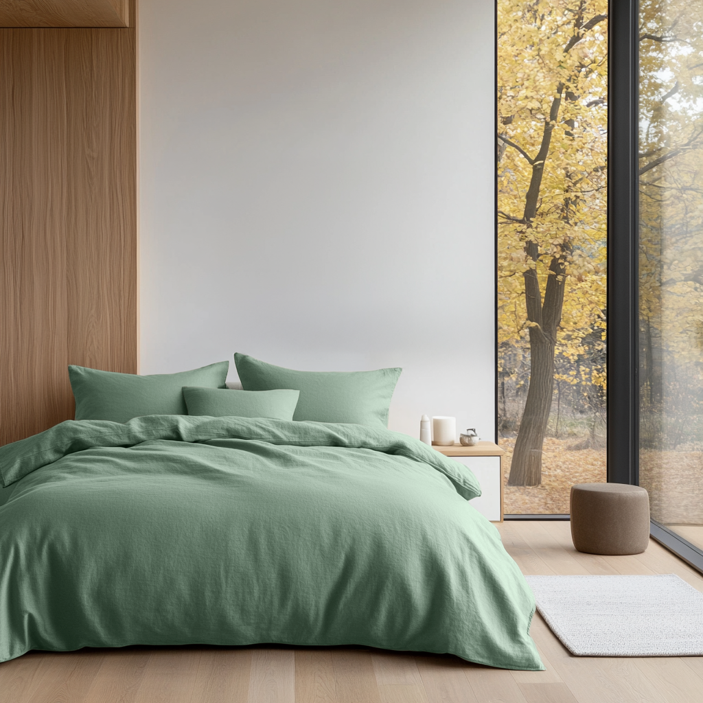 Asparagus Linen Quilt Cover