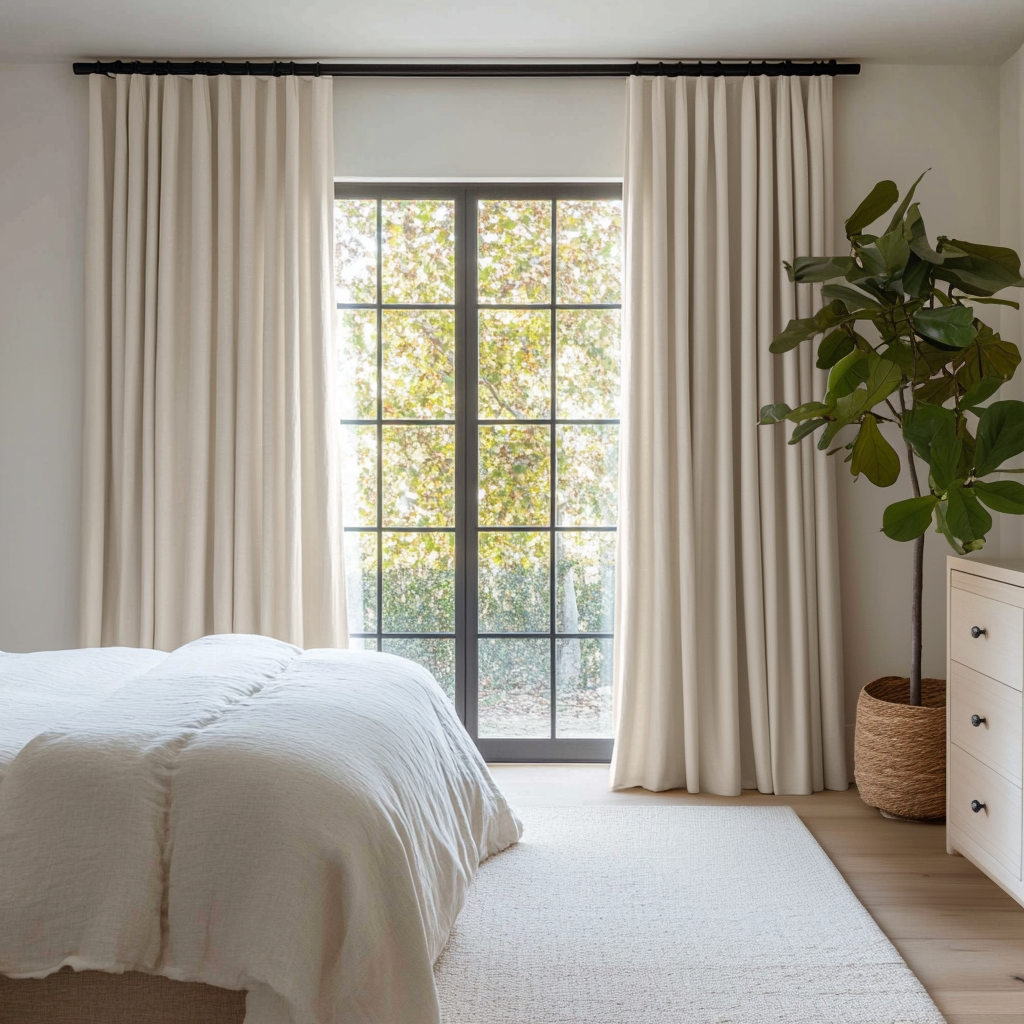 Ecru Beige Bedroom Curtain - Heavyweight Linen 