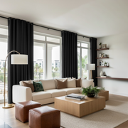 Black Linen Eyelet Curtain - Blackout Lining