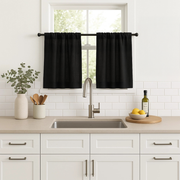 Black Linen Kitchen Cafe Curtains