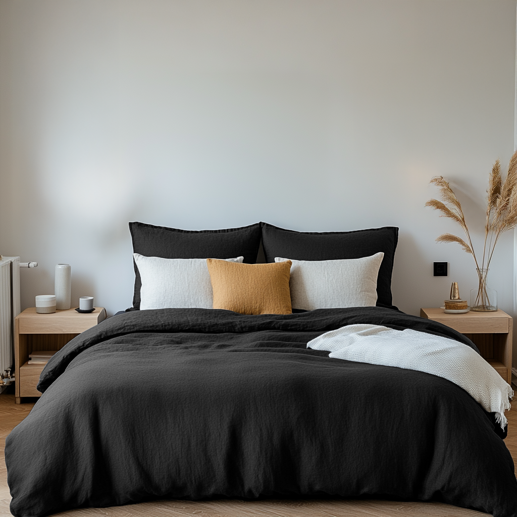 Black Linen Quilt Cover