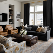 Black Linen Soundproof Curtains with Multitape