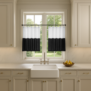 Black and White Linen Kitchen Curtains