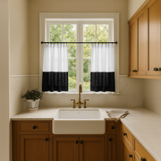 Black and White Linen Kitchen Curtains