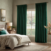 Emerald Green Velvet Blackout Rod Pocket Curtain 