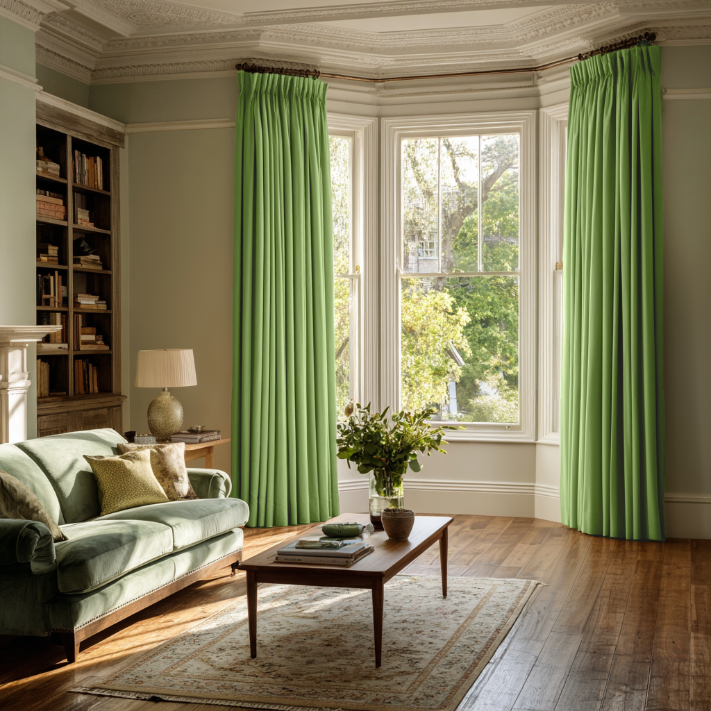 Light Green Velvet Blackout Pencil Pleat Curtain