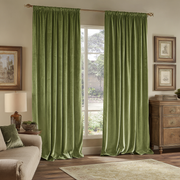 Moss Green Velvet Blackout Rod Pocket Curtain