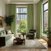 Moss Green Velvet Blackout S-Fold Curtain