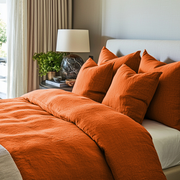 Burnt Orange Linen Quilt Cover