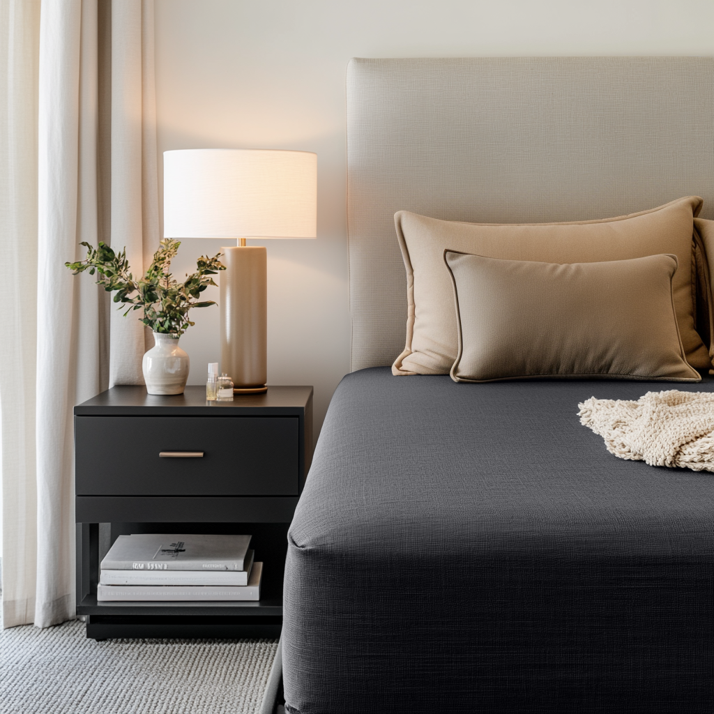 Charcoal Dark Grey Linen Extra Deep Fitted Sheet 