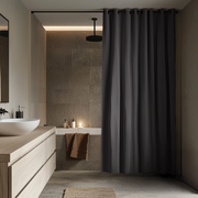 Charcoal Grey Hookless Linen Waterproof Shower Curtain