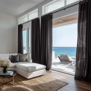 Charcoal Grey Linen Eyelet Curtain