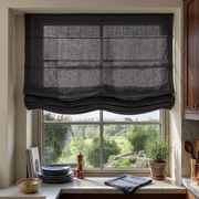 Charcoal Linen Relaxed Roman Blinds