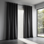 Charcoal Grey Linen Thermal Eyelet Curtains